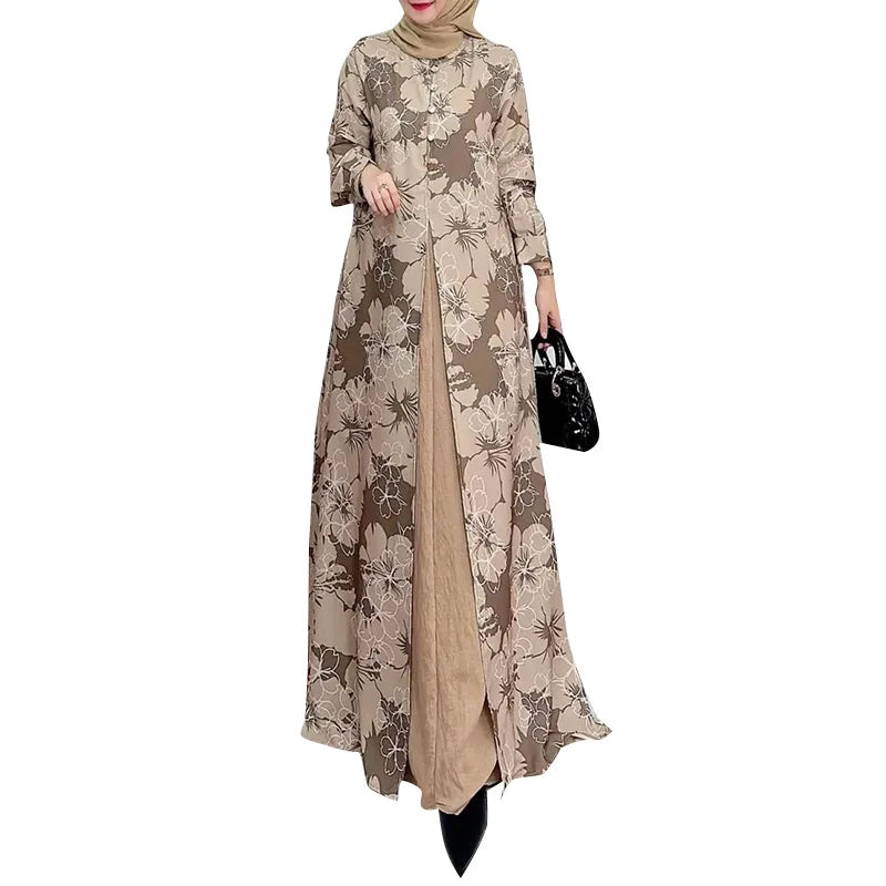 Abaya Printed Robe Maxi Long Dress - Price MVR585/- Delivery 12-20 days