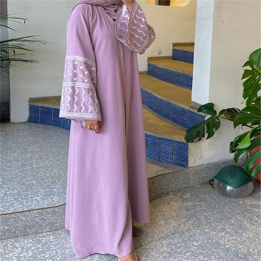 Embroidery Belted Open Kimono Abaya - Price MVR755/- Delivery 12-20 days