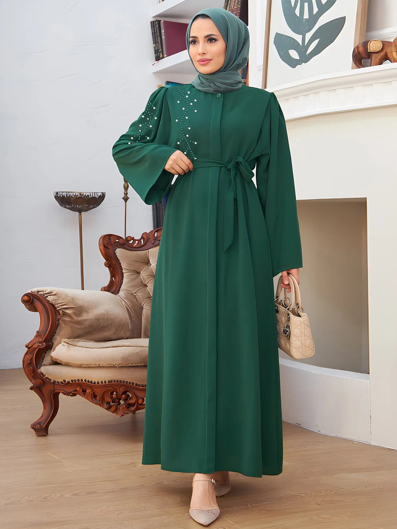 Abaya Diamond Open Kimono Long Maxi Dress - Price MVR640/- Delivery 12-20 days