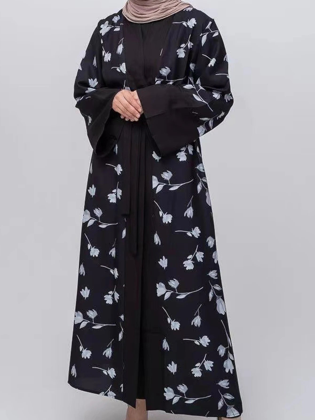 Abaya Printed Floral Robe Maxi Dress - Price MVR625/- Delivery 12-20 days