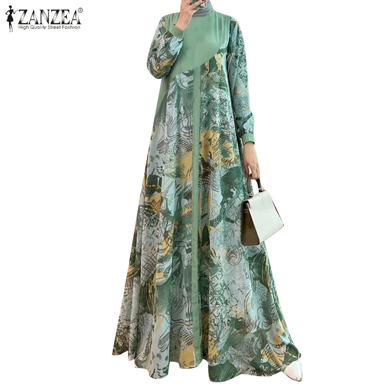 ZANZEA Fashion  Printed Abaya Dress - Price MVR525/- Delivery 12-20 days