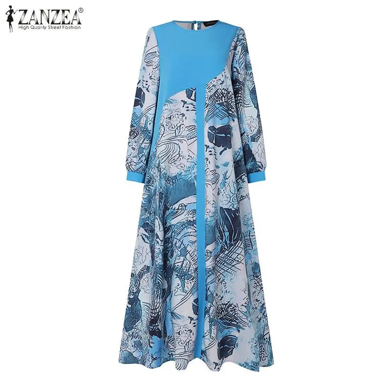 ZANZEA Fashion  Printed Abaya Dress - Price MVR525/- Delivery 12-20 days