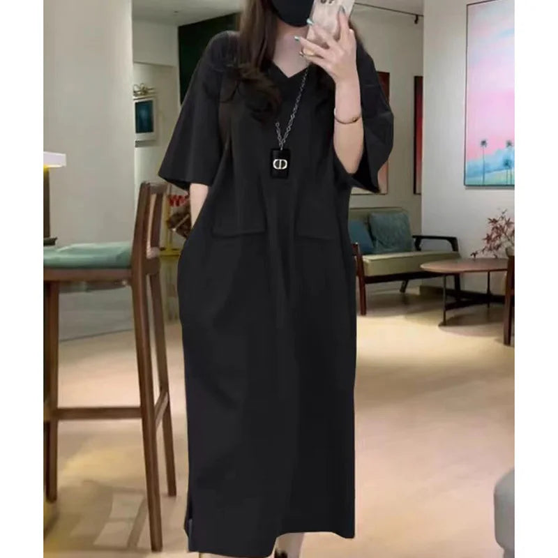 Pockets Loose Korean Long Dress - Price MVR525/- Delivery 12-25 days