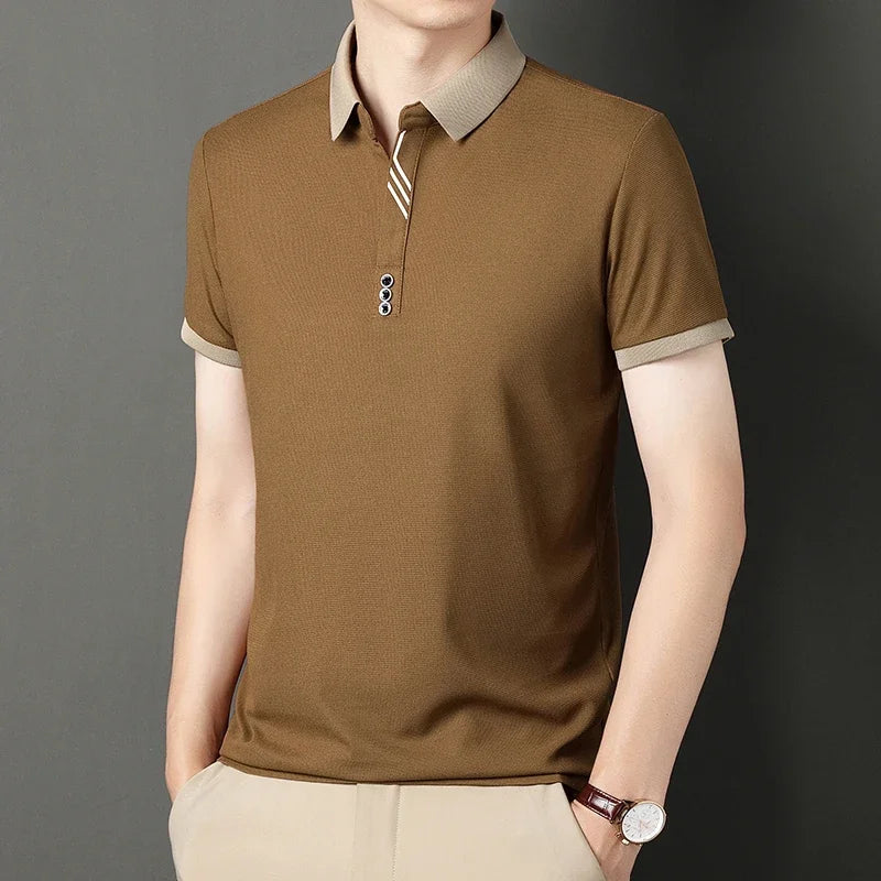 Men's Solid Color Casual Short Sleeved POLO Shirt - Price MVR365/- Delivery 15-25 days