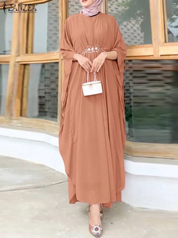 ZANZEA  Abaya Long Sleeve Baggy Vestidos - Price MVR535/- Delivery 12-20 days