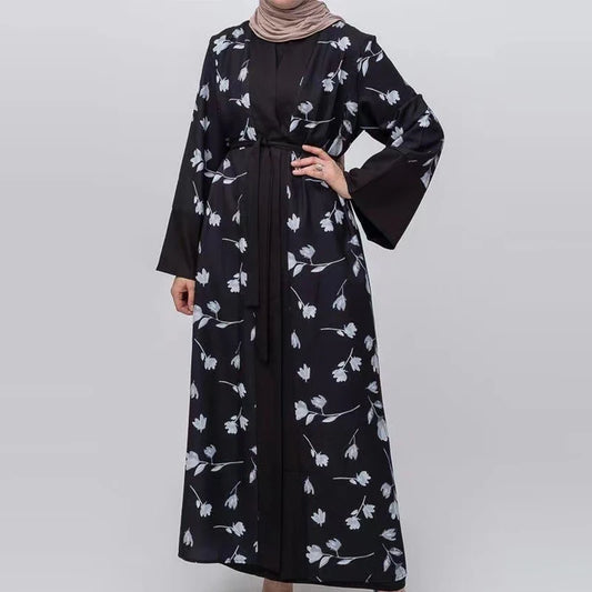 Abaya Printed Floral Robe Maxi Dress - Price MVR625/- Delivery 12-20 days