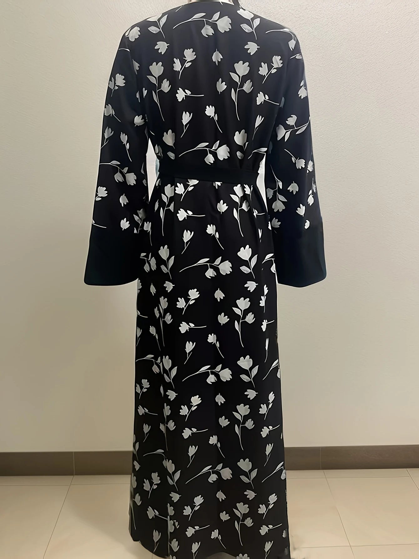 Abaya Printed Floral Robe Maxi Dress - Price MVR625/- Delivery 12-20 days