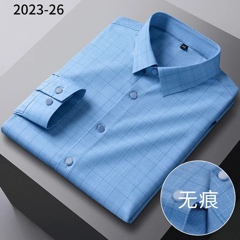 Long-sleeved shirt solid color elastic non-ironing - Price MVR545/- Delivery 15-25 days