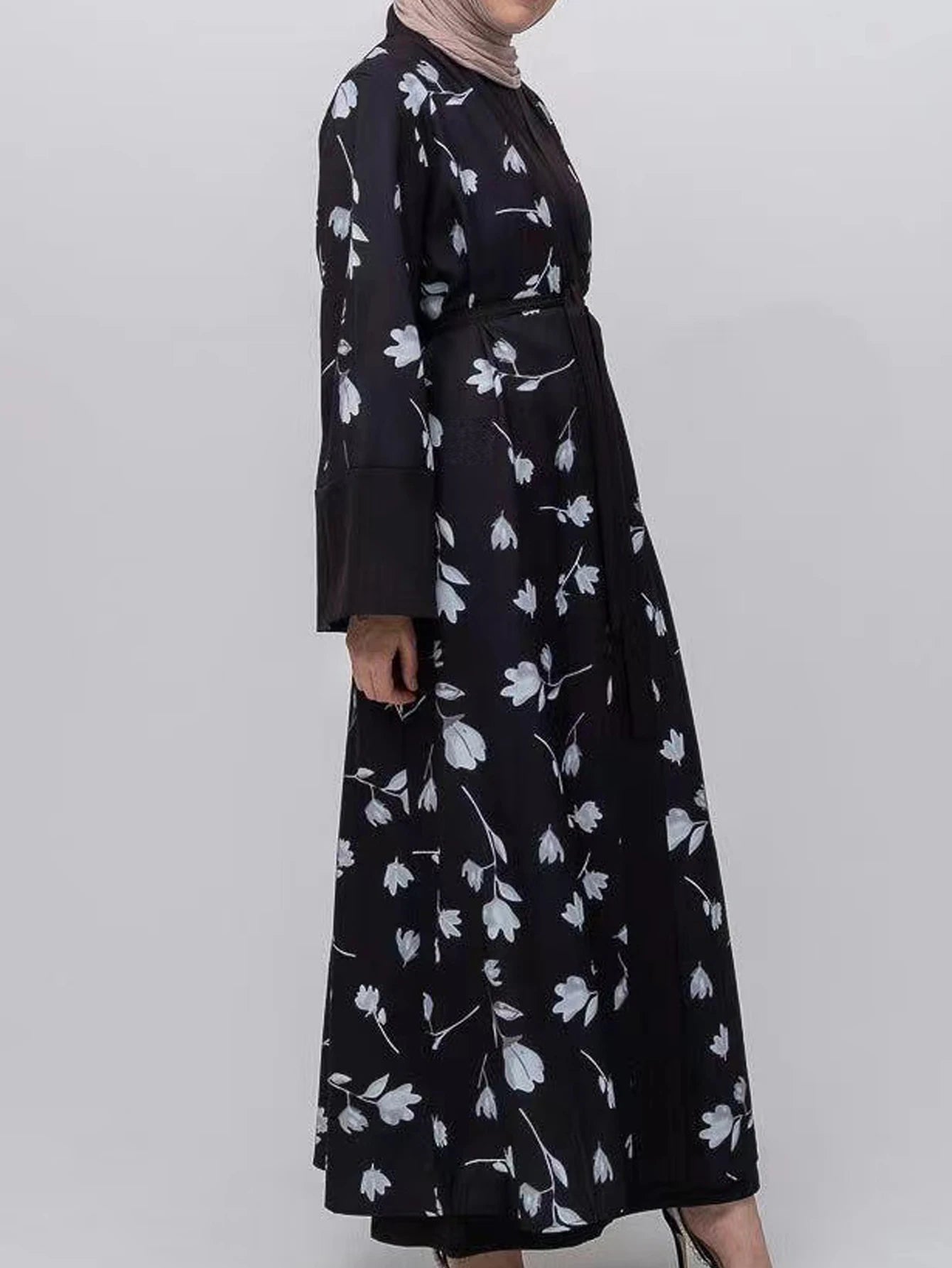 Abaya Printed Floral Robe Maxi Dress - Price MVR625/- Delivery 12-20 days