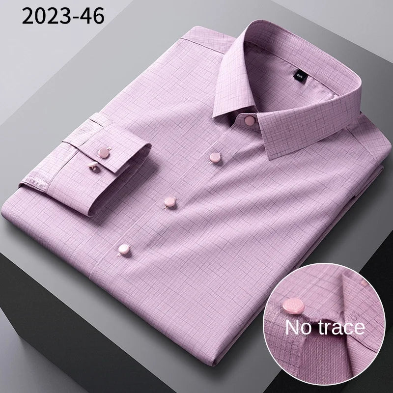 Long-sleeved shirt solid color elastic non-ironing - Price MVR545/- Delivery 15-25 days