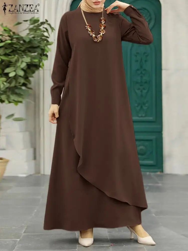 Long Sleeve Solid Asymmetrical Hem Dress - Price MVR655/- Delivery 12-20 days