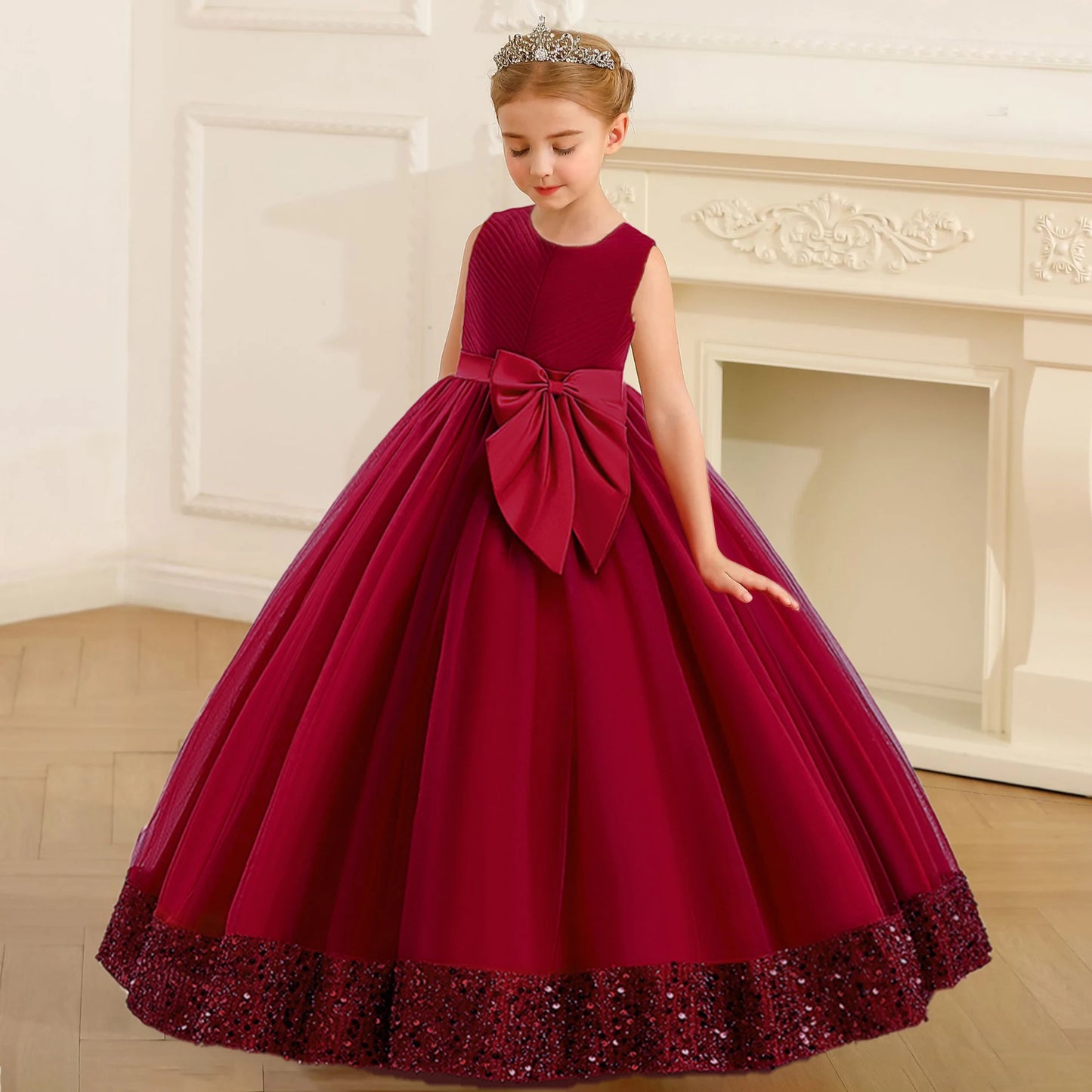 Fluffy Sequin Bridesmaid Princess Girls Dress, Party Dress - Price MVR1350/- Delivery 12-25 days