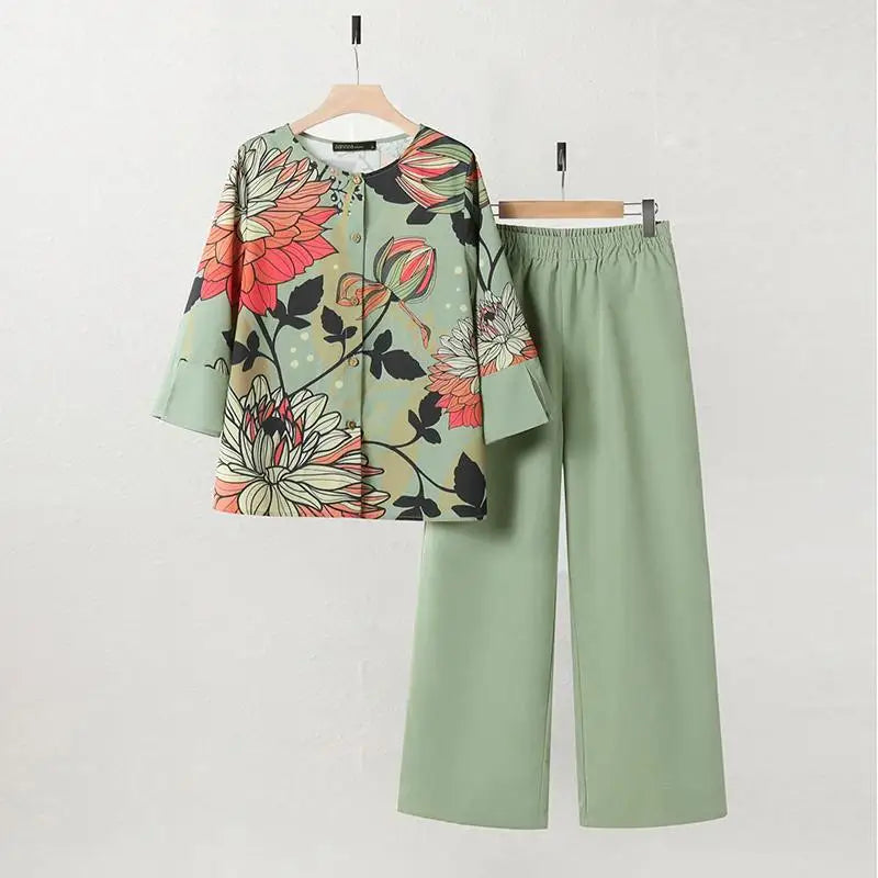 Floral Blouse Trousers 2pcs Set - Price MVR545/- Delivery 12-25 days