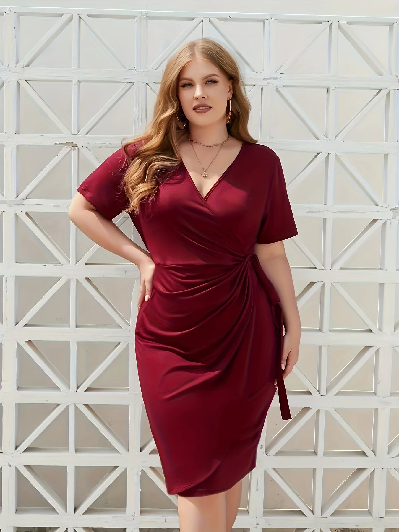 V-neck Plus size midi dress - Price MVR365/- Delivery 12-20 days