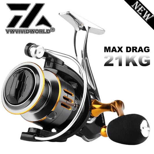 VWVIVIDWORLD,Saltwater Fishing Reel,Alloy Gear,Alloy Spool,Alloy Foot,Metal Arm,Max Drag 21KG,High Speed,Spinning Reel,Carp