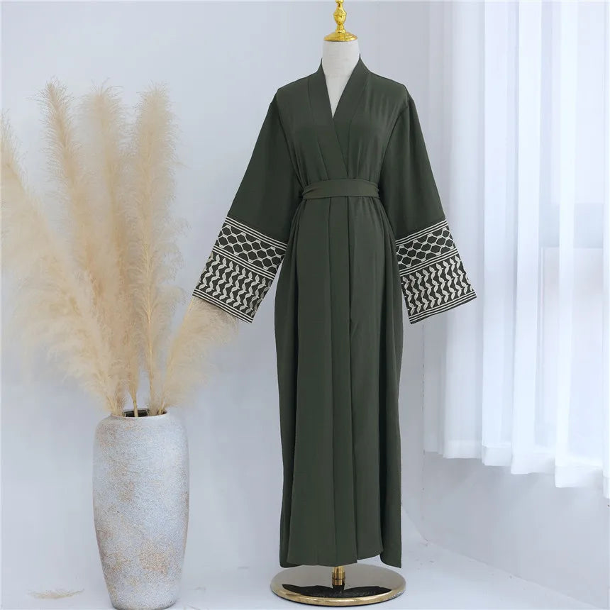 Embroidery Belted Open Kimono Abaya - Price MVR755/- Delivery 12-20 days