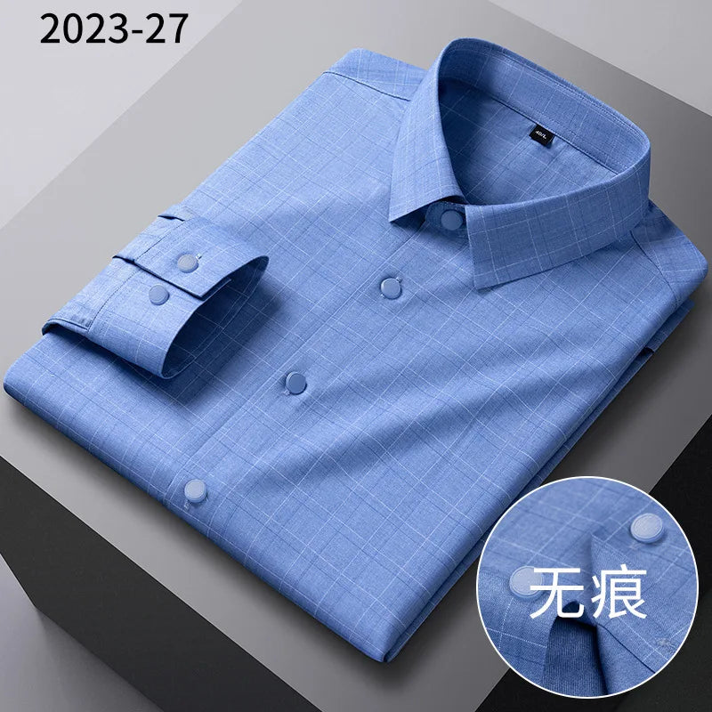 Long-sleeved shirt solid color elastic non-ironing - Price MVR545/- Delivery 15-25 days