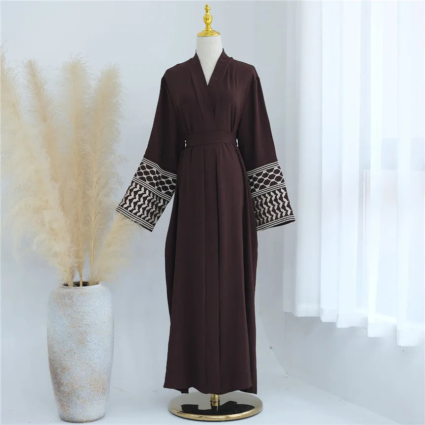 Embroidery Belted Open Kimono Abaya - Price MVR755/- Delivery 12-20 days