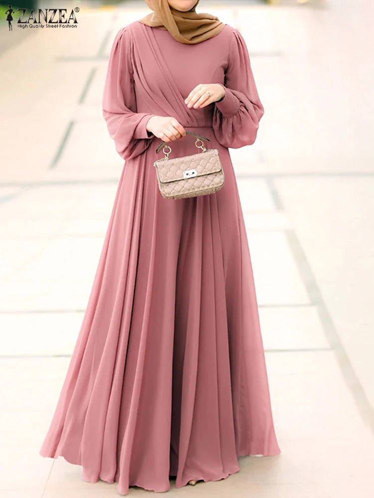 ZANZEA Fashion Solid  Casual Abaya - Price MVR585/- Delivery 12-20 days