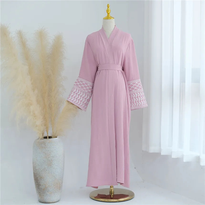 Embroidery Belted Open Kimono Abaya - Price MVR755/- Delivery 12-20 days