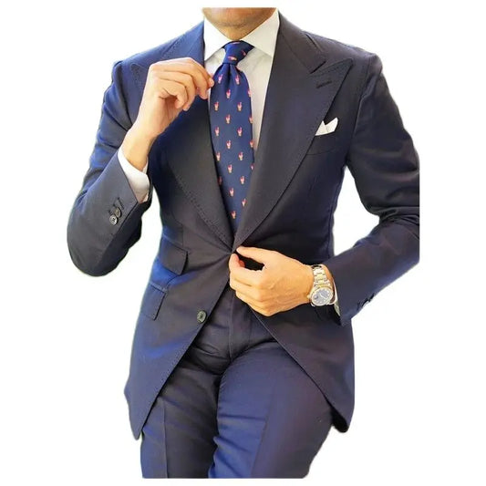 Business Dark Blue 2 Piece Slim Men Formal Suit (Blazer+Pant) Price MVR1950/- Delivery 15-25 days