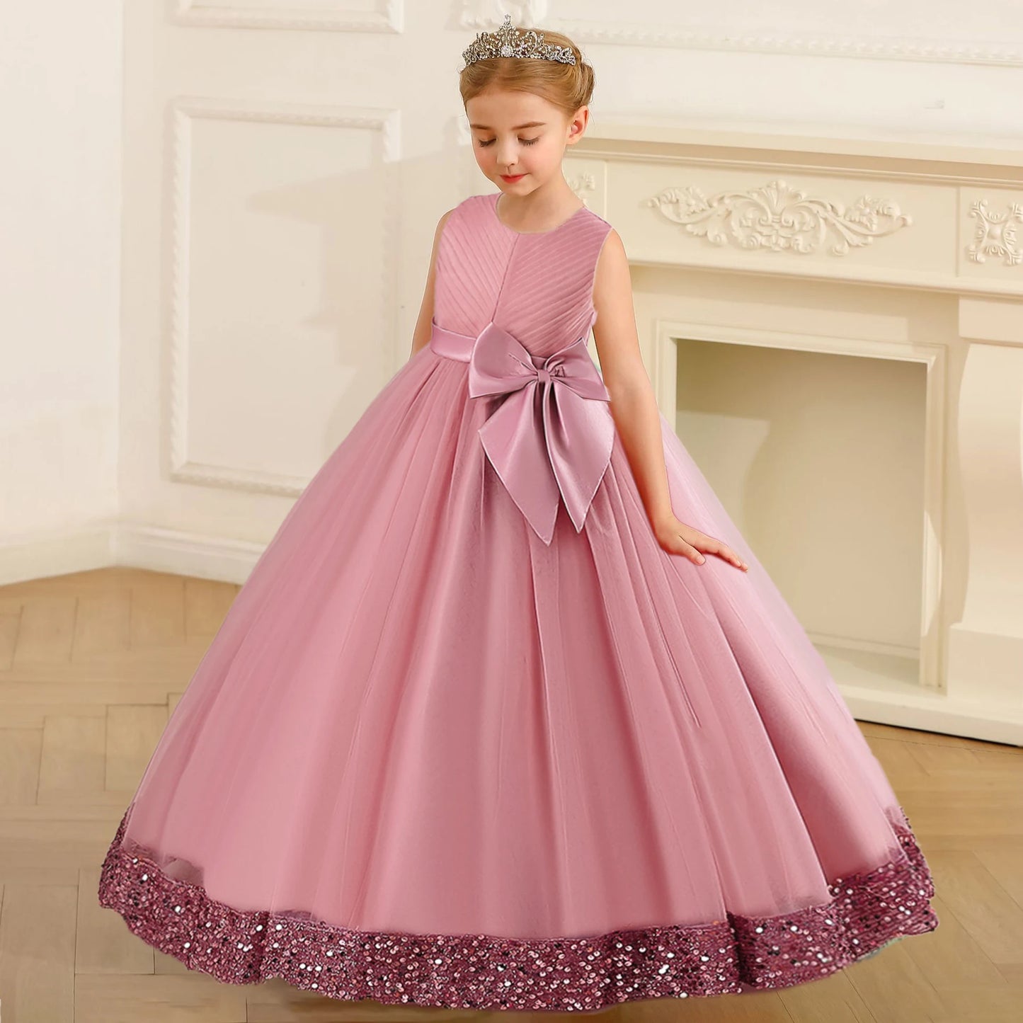 Fluffy Sequin Bridesmaid Princess Girls Dress, Party Dress - Price MVR1350/- Delivery 12-25 days