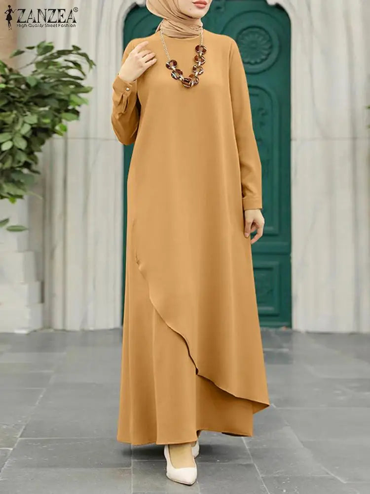 Long Sleeve Solid Asymmetrical Hem Dress - Price MVR655/- Delivery 12-20 days