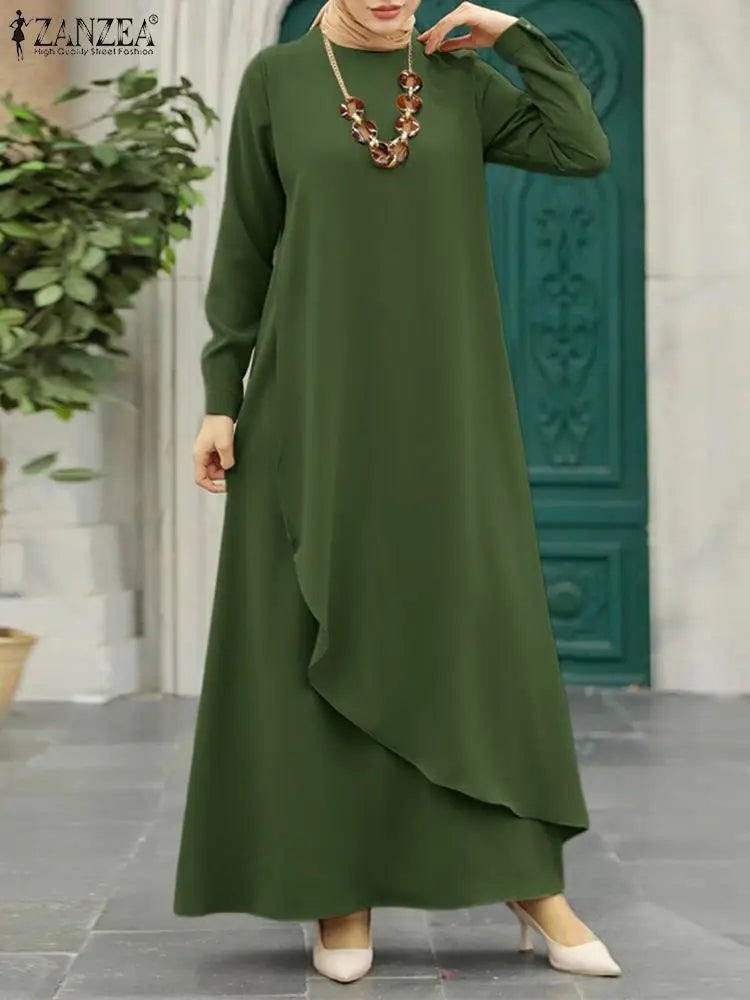 Long Sleeve Solid Asymmetrical Hem Dress - Price MVR655/- Delivery 12-20 days