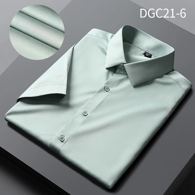 Men Shirt Short Sleeve Stretch Anti-Wrinkle No-Iron Slim Fit - Price MVR525/- Delivery 12-25 days