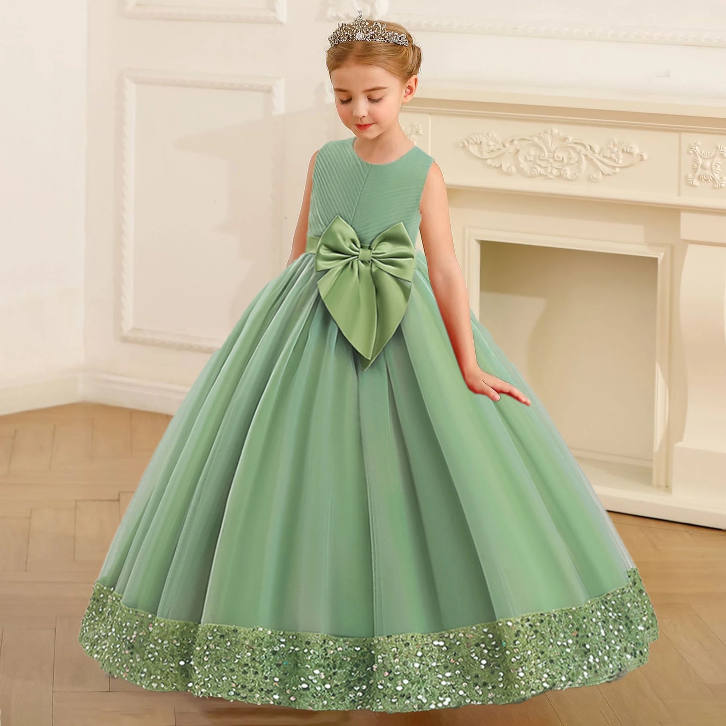 Fluffy Sequin Bridesmaid Princess Girls Dress, Party Dress - Price MVR1350/- Delivery 12-25 days