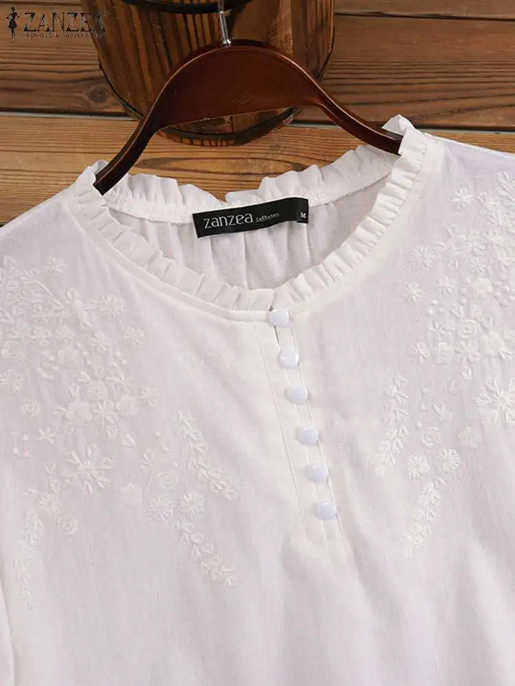 ZANZEA  Elegant Embroidery Blouse  -Price MVR460/-  Delivery 12-20 days