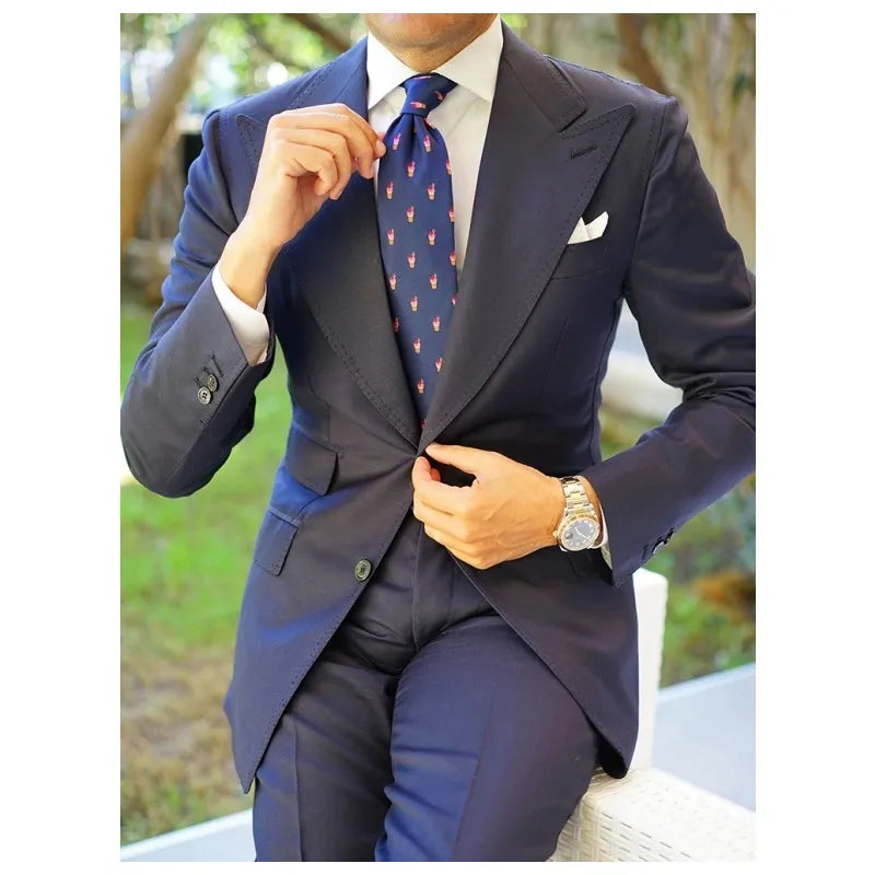 Business Dark Blue 2 Piece Slim Men Formal Suit (Blazer+Pant) Price MVR1950/- Delivery 15-25 days