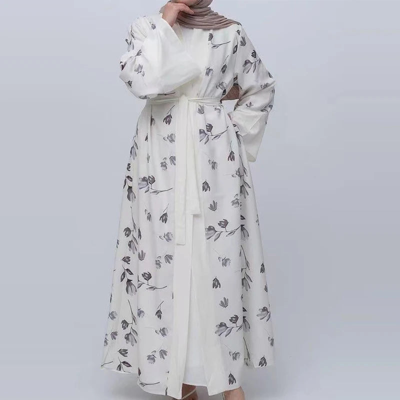 Abaya Printed Floral Robe Maxi Dress - Price MVR625/- Delivery 12-20 days