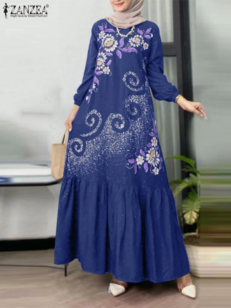 ZANZEA Floral Printed Abaya Dresses - Price MVR555/- Delivery 12-20 days