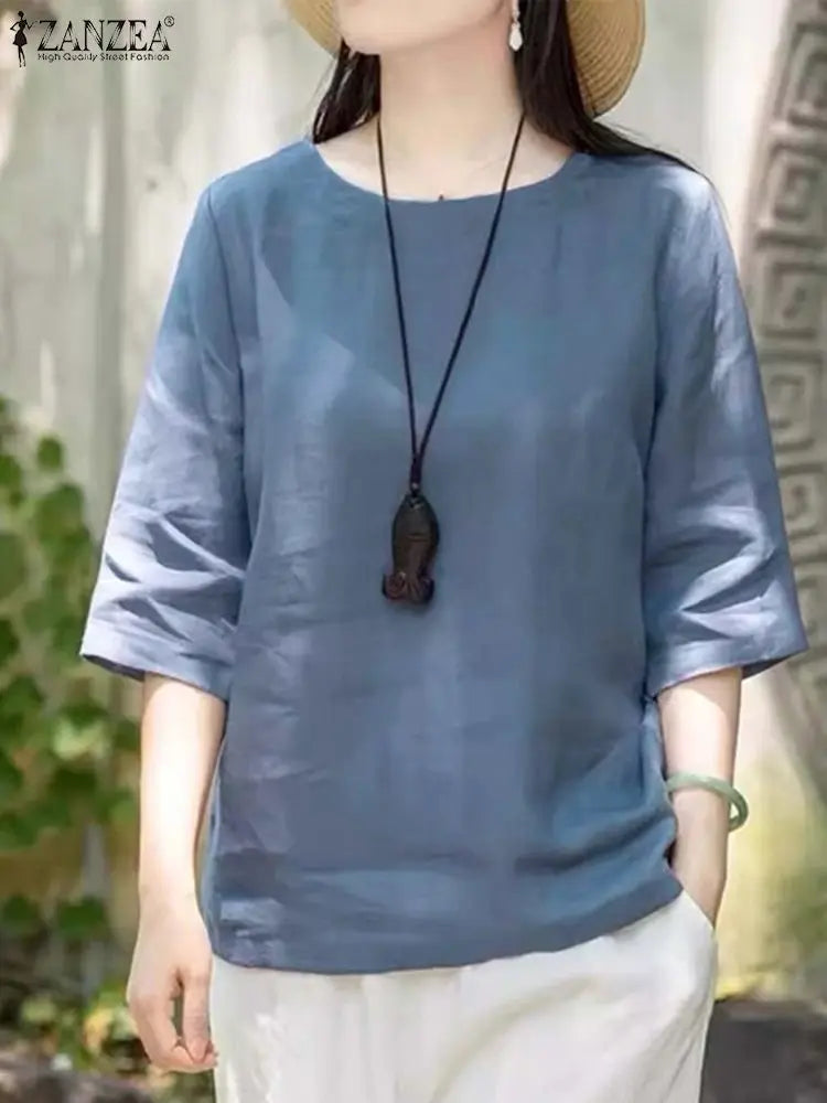 ZANZEA Solid Color Blouse - Price MV365/- Delivery 15-25 days