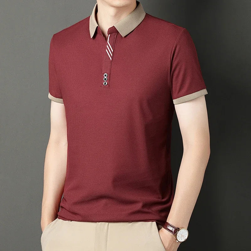 Men's Solid Color Casual Short Sleeved POLO Shirt - Price MVR365/- Delivery 15-25 days