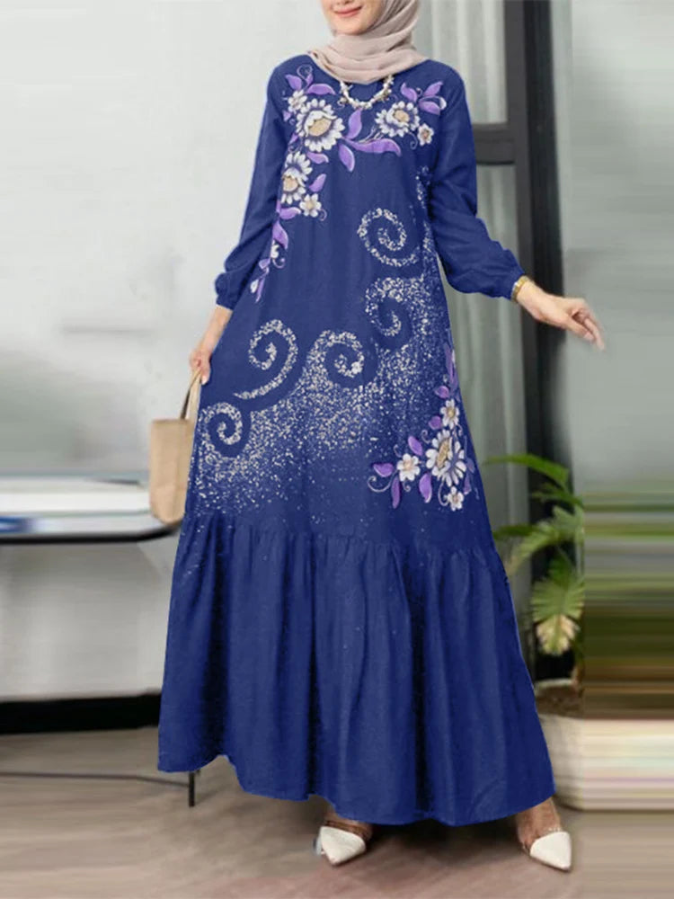 ZANZEA Floral Printed Abaya Dresses - Price MVR555/- Delivery 12-20 days