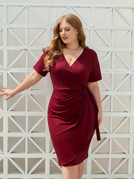 V-neck Plus size midi dress - Price MVR365/- Delivery 12-20 days