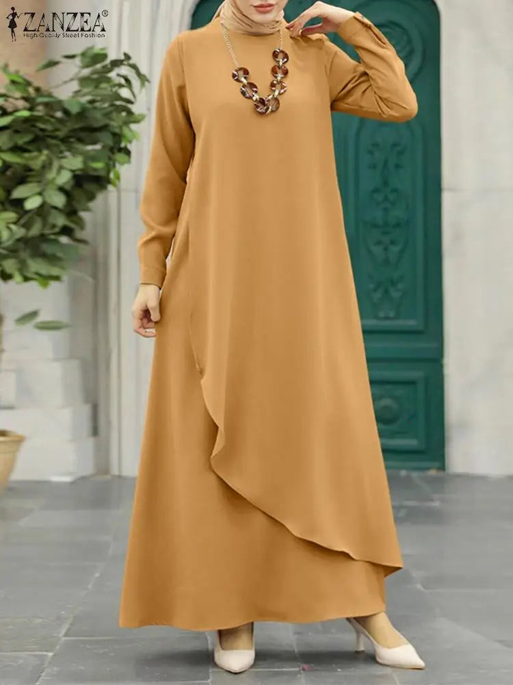 Long Sleeve Solid Asymmetrical Hem Dress - Price MVR655/- Delivery 12-20 days