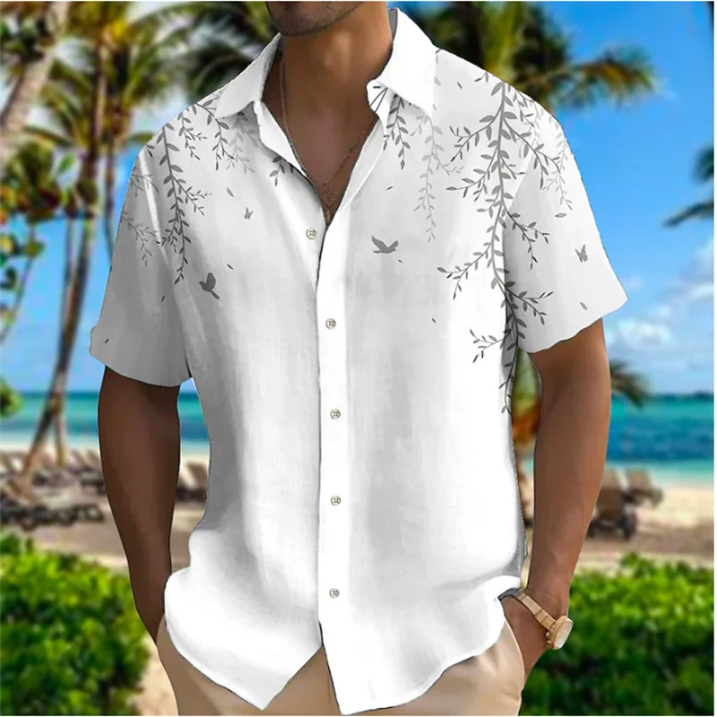 Printed Leaf Lapel Shirt  Men's Fashion - Price MVR395/- Delivery 12-25 days