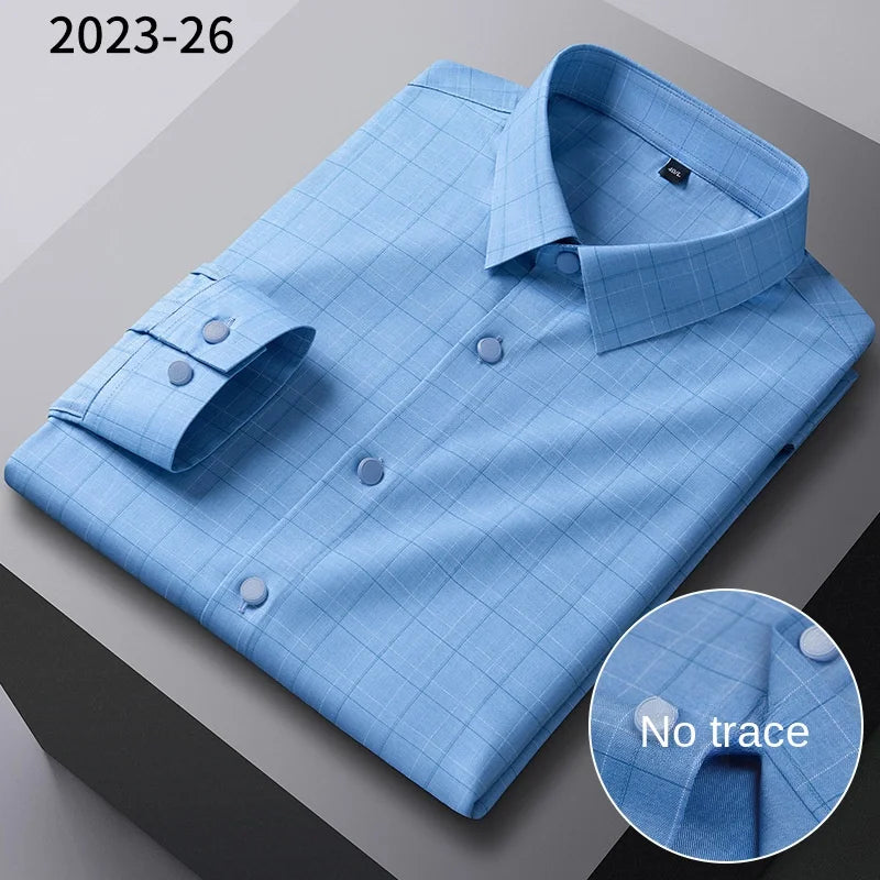 Long-sleeved shirt solid color elastic non-ironing - Price MVR545/- Delivery 15-25 days