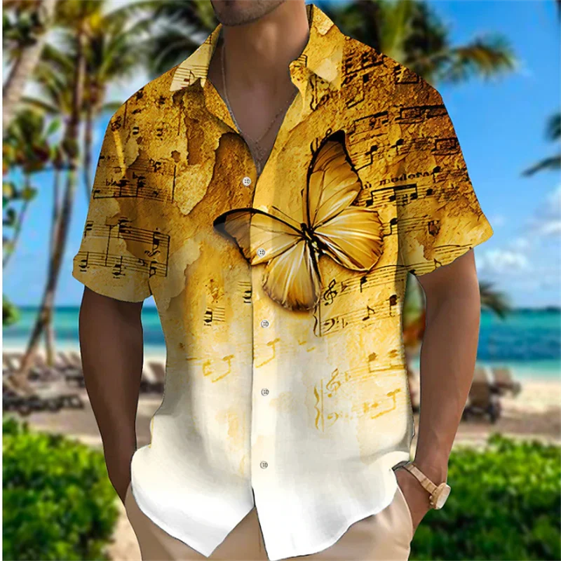 Printed Leaf Lapel Shirt  Men's Fashion - Price MVR395/- Delivery 12-25 days