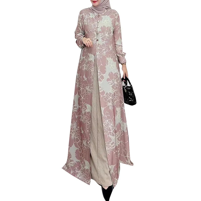 Abaya Printed Robe Maxi Long Dress - Price MVR585/- Delivery 12-20 days