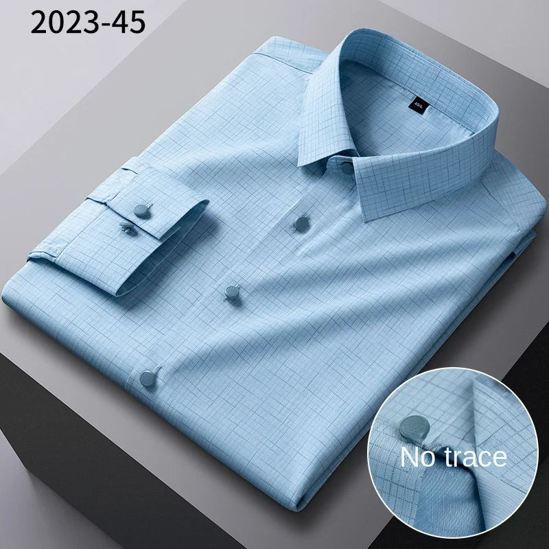 Long-sleeved shirt solid color elastic non-ironing - Price MVR545/- Delivery 15-25 days