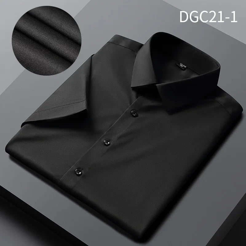 Men Shirt Short Sleeve Stretch Anti-Wrinkle No-Iron Slim Fit - Price MVR525/- Delivery 12-25 days