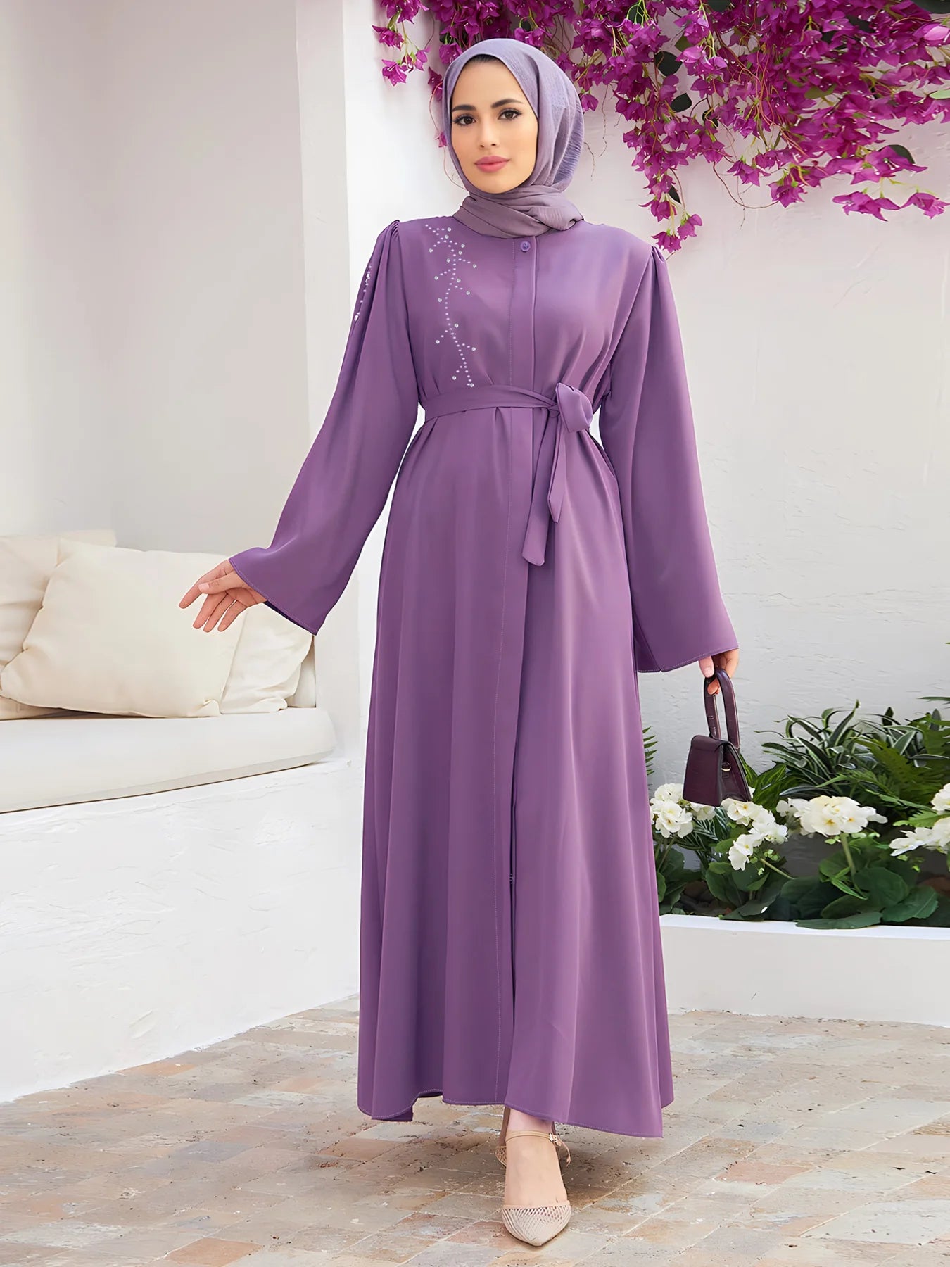 Abaya Diamond Open Kimono Long Maxi Dress - Price MVR640/- Delivery 12-20 days