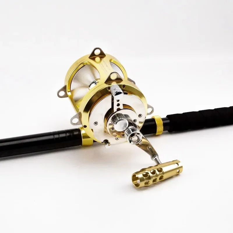 Saltwater Fishing Trolling Reel 50W & 80W 2 Speed Boat Ocean Deep Sea Carrete De Pesca Big Game Fishing Reel Gold Powder 1pc