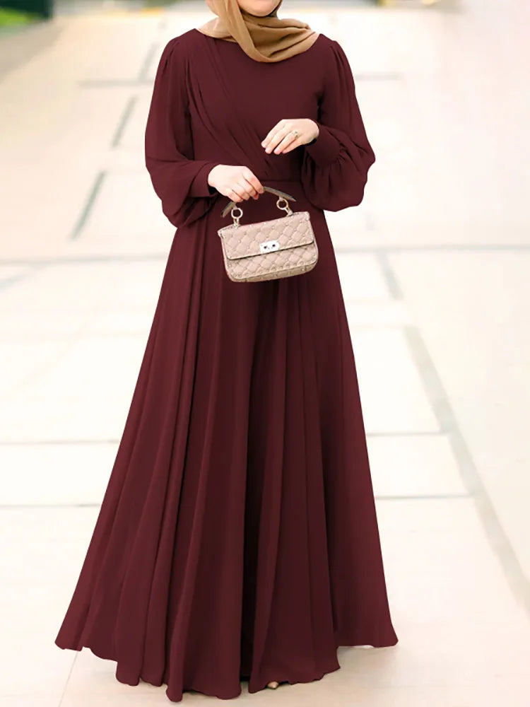 ZANZEA Fashion Solid  Casual Abaya - Price MVR585/- Delivery 12-20 days