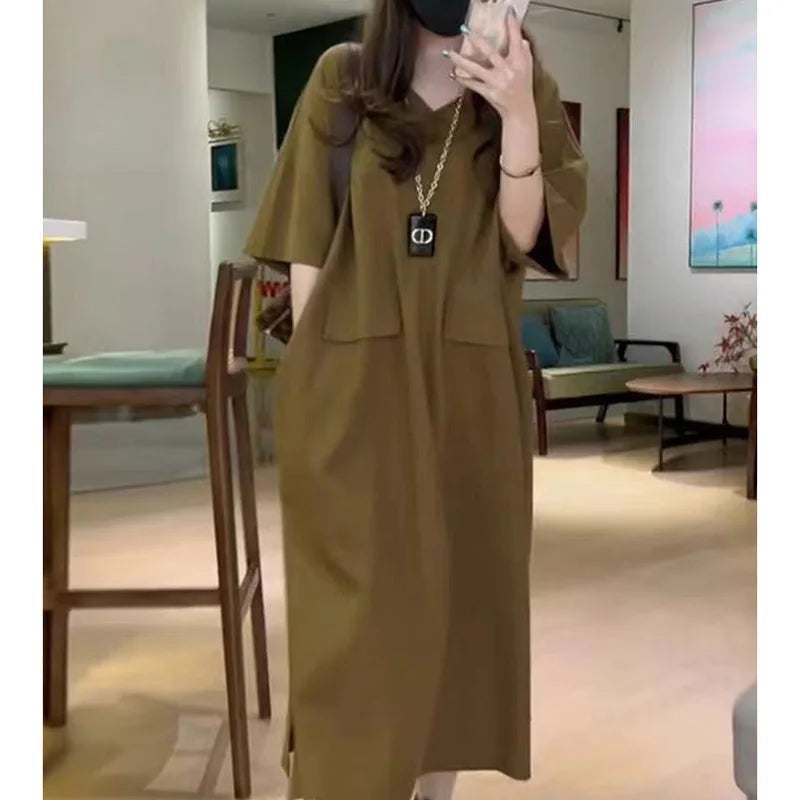 Pockets Loose Korean Long Dress - Price MVR525/- Delivery 12-25 days