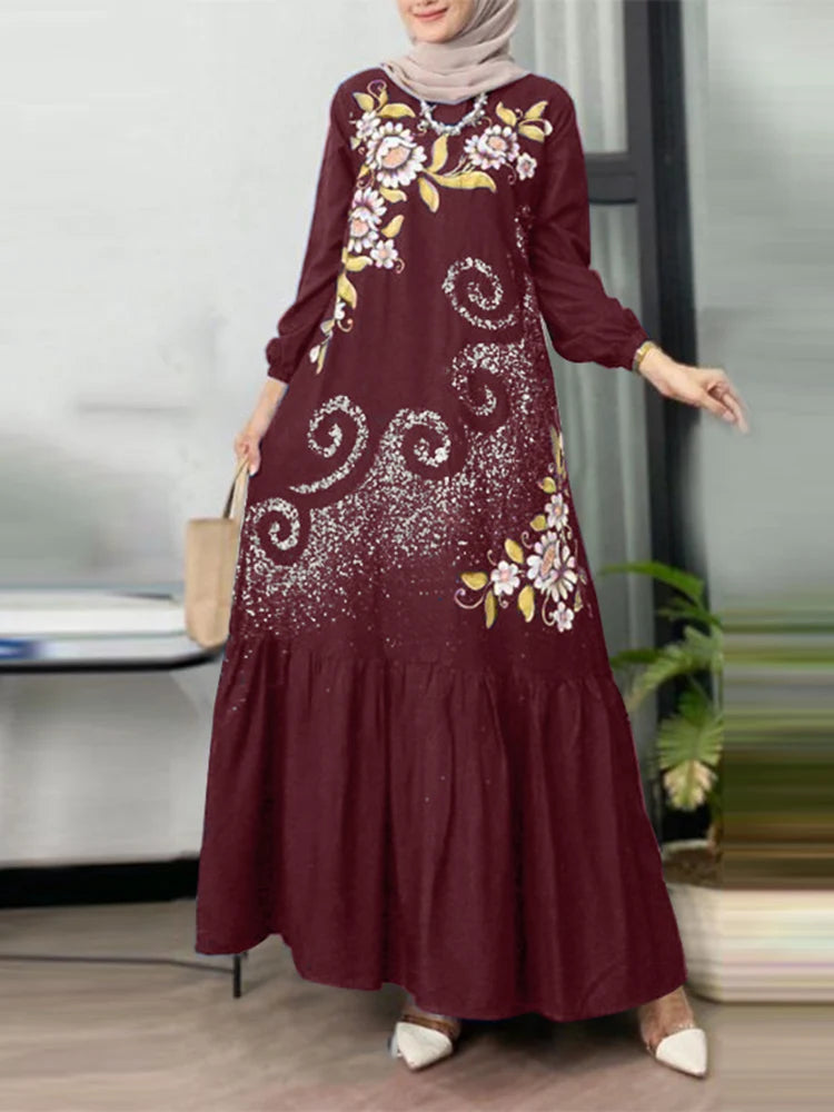 ZANZEA Floral Printed Abaya Dresses - Price MVR555/- Delivery 12-20 days